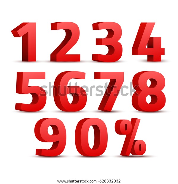 Set 3d Red Numbers Sign 3d Stock Vector (Royalty Free) 628332032