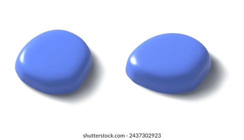 3D-Renderingabstrakte flüssige Form festlegen. Dunkelblaue Indigo-Farbe spritzt mit Schatten auf weißem Hintergrund. Realistische isolierte Vektor-Illustration für Karte, Partei, Design, Flyer, Web, Werbung