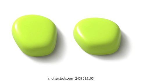 Set 3d render abstract liguid shape. Green paint splash with shadow on a white background. Realistic isolated vector illustration for card, party, design, flyer, web, advertising