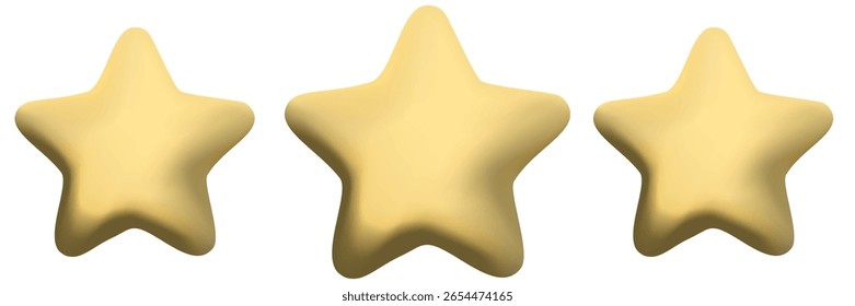 Conjunto de ícones de estrela de renderização 3d. Design para aplicativos móveis e da Web. Ilustração vetorial