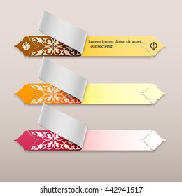 Conjunto de banderas de estilo islámico con cintas de tres dimensiones con pegatinas de retroceso; banderas de cinta floral