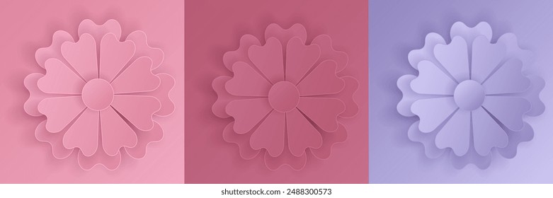 Conjunto de diseño de flores de rosa y lavanda 3D. Colección abstracta del recorte floral para el verano, diseño del festival de la primavera, día de San Valentín, presentación, Anuncio, cubierta y Web, volante.