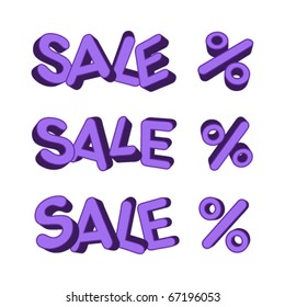 Set 3d sale messages with percent design element