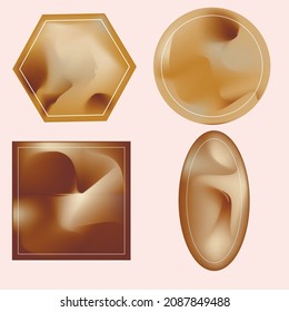  set of 3D shapes and backgrounds. In the form of a circle, an oval, a triangle and a polygon. Smoothly flowing colors. Volumetric textures.