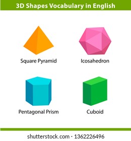 Set 3d Shapes Vocabulary English Their Stock Vector (Royalty Free ...