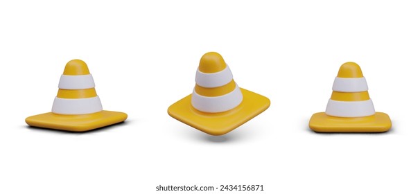 Conjunto de conos de señal 3D para trabajos de carretera, construcción y reparación