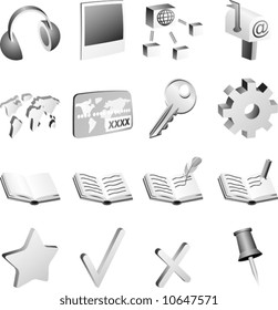 Set of 3d simple B&w. Vector illustration.