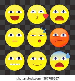 Set of 3D smiley faces with different emotions. Avatar, Emoji, smile. Vector illustration. Set of Emoji. Set Emoji icons. Emoji vector sad. Vector illustration