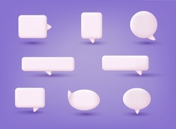 Set Of 3d Speak Bubble. Chatting Box, Message Box. 3D Web Vector Illustrations.