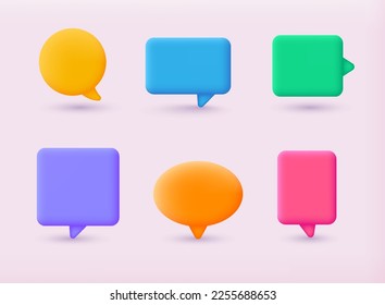 Set of 3d speak bubble. Chatting box, message box. 3D Web Vector Illustrations.