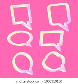 Set 3D speech bubble holographic