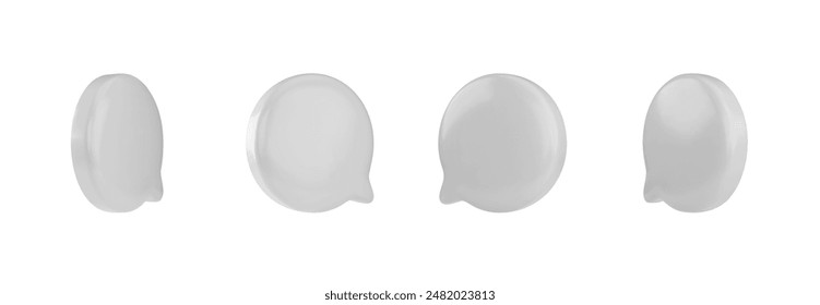 A set of 3D speech bubble icons for SMS and discussion. Pure vector design element of round and oval shape with glossy gloss, highlighted on a white background