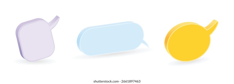 Set of 3d speech bubbles vector on white isolated