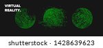 Set of 3d spheres made of binary code, concept of virtual reality. Collection of vector elements for logotype, poster, cover design.