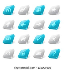 Set of 3d square buttons with web icons