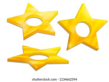 Set 3d Star. Use for Your Design. Frame for text, photo. Vector isolated stock illustration.