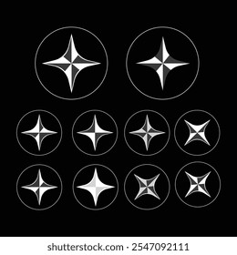 Set of 3d stars bundle of star vector design silver star luxury design