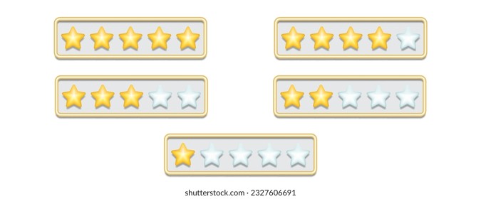 a set of 3d stars service ratings from one star to five stars. vector illustration