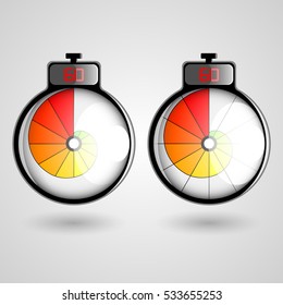 set of 3D stop watches on a white background