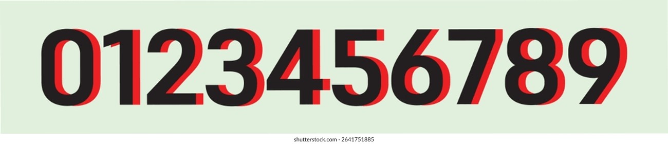 set of 3d style black and red color creative number 0 to 9 designs. abstract art sign symbol number design and eps 10 vector illustration. the numbers  is 0 1 2 3 4 5 6 7 8 9. alphabet collection.  