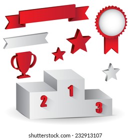 Set of 3D style vector icons - competition, sport 
