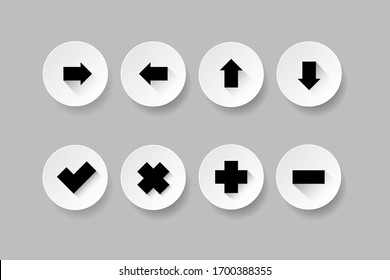 set of 3D symbols white circle vector illustration