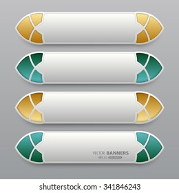 Set of 3d traditional Arabic banners with Islamic design in golden and green colors