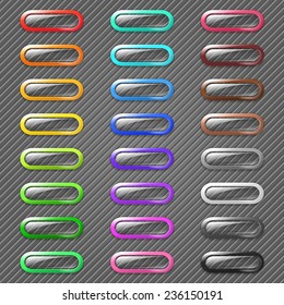 Set of 3d transparent web buttons with colored border