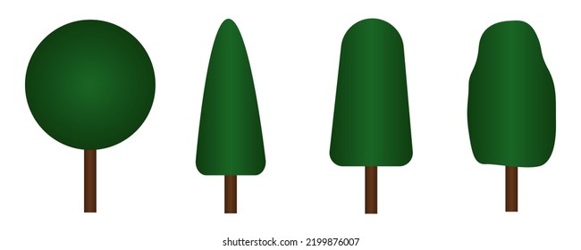 Set of 3d trees. Green Tree. Vector