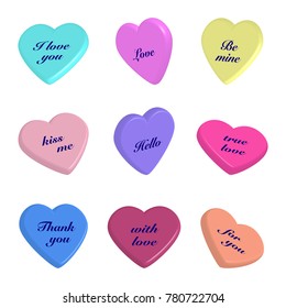 Set of  3d valentines  hearts  on  white background.Vector illustration.