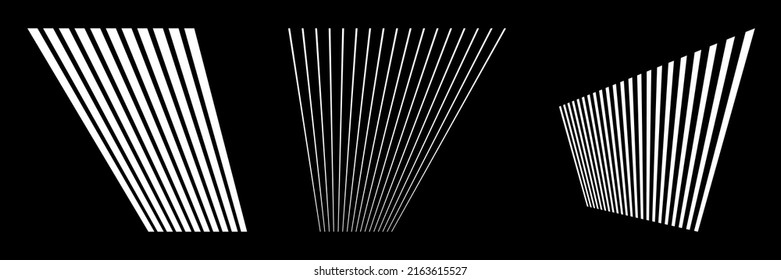 Set of 3D vanishing, converging lines, stripes. abstract geometric elements
