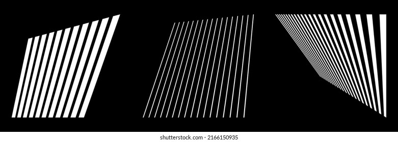 Set of 3D vanishing, converging lines, stripes. abstract geometric elements