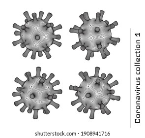 Set of 3d vector coronavirus signs or icons for second wave pandemic illustrations and health care medical booklets