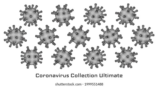 Conjunto de signos o íconos de coronavirus vectoriales 3d para ilustraciones de la pandemia de la segunda ola y folletos médicos de atención de la salud