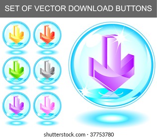 Set of 3d vector download buttons