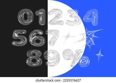 Set of 3D vector elements of numbers. Percentage discounts for promotions. Mega Sale Black Friday Cyber Monday