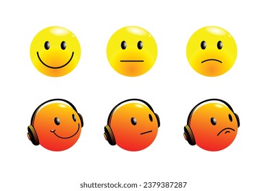 set of 3d vector emoticons on a white background