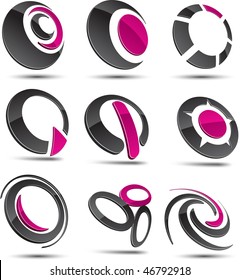 Set of 3d vector icons such logos.