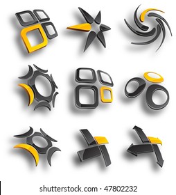 Set of 3d vector icons such logos.