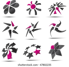 Set of 3d vector icons such logos.