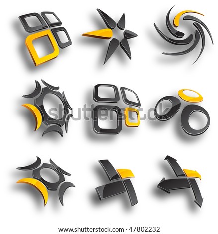 Set of 3d vector icons such logos.