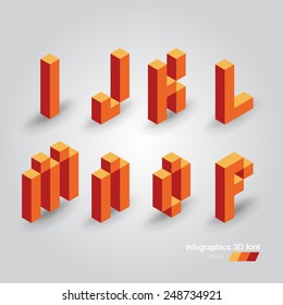 Set of 3d vector pixel letters