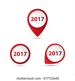 Set of 3D vector pointer with the number of new year 2017