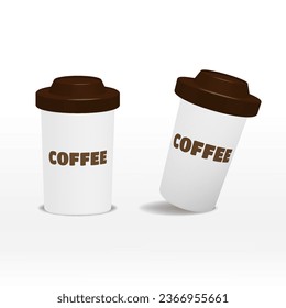Set 3d Vector Realistic Coffee Cups on White Background Suitable for Mock up or Advertising