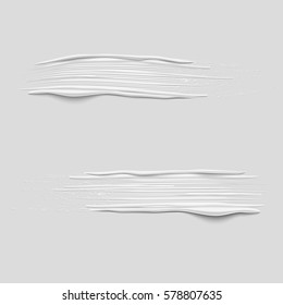 Set Of 3d Vector White Paint Brush Strokes. Hand Drawn Painted Textured Banners. Vector Design Elements.