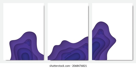 Set of 3D vertical a4 papercut.Vector design layout for presentations, flyers, posters