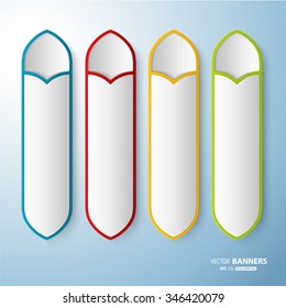 Set of 3d vertical cover shape banners template with Islamic design, easy to change color