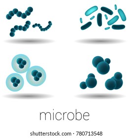 a set of 3D viruses, germs on a transparent background