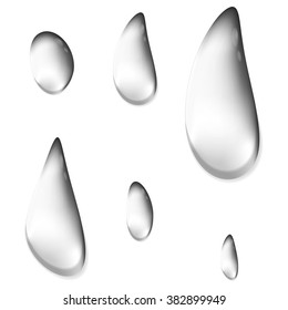 Set of 3D water drop on white isolated. Vector illustration
