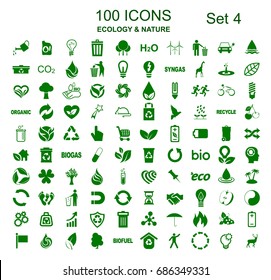 Set 4 of 100 ecology icons – stock vector
